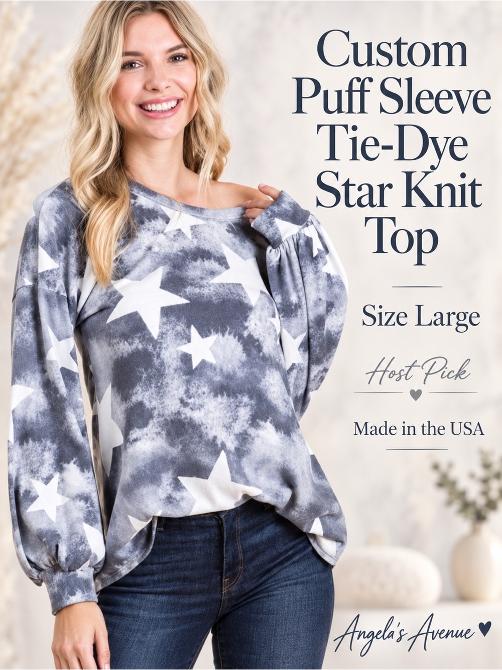 Tie Dye Knit Longsleeve Top with Stars 🎉HOST PICK🎉 NEW